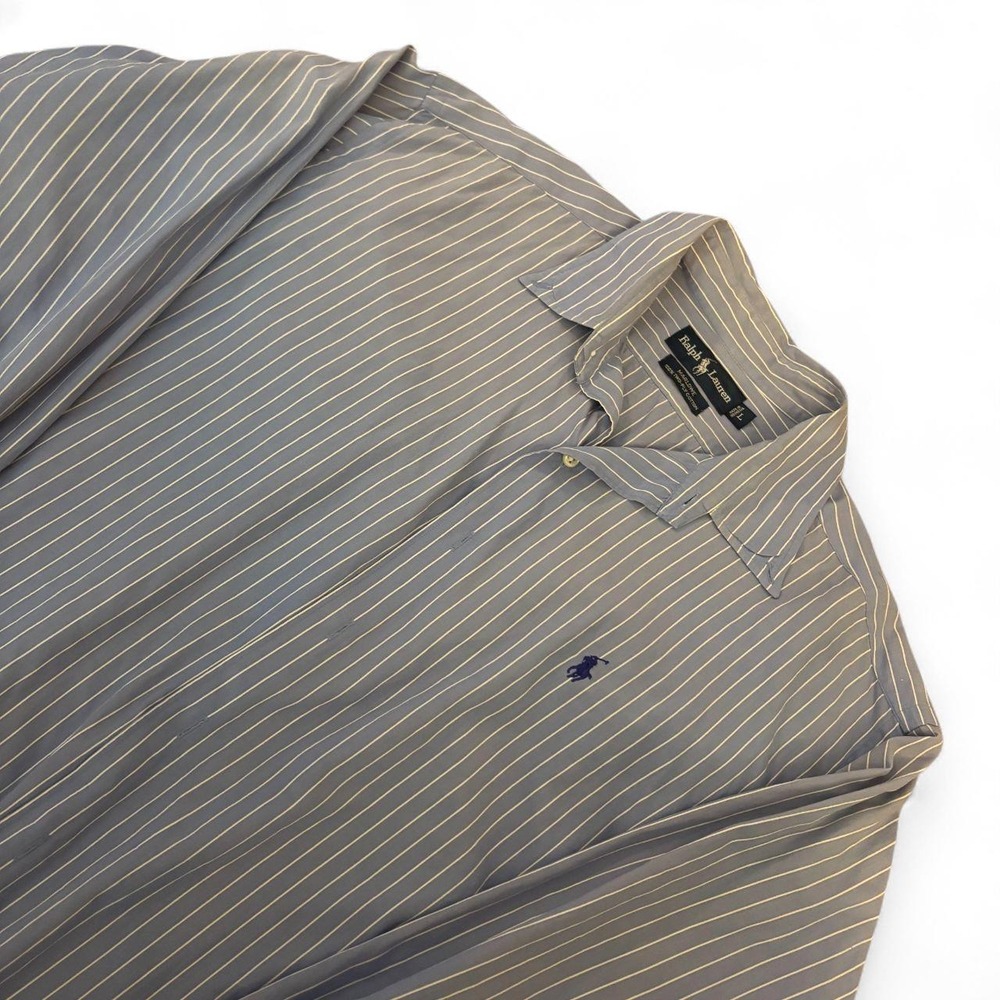 Vintage Ralph Lauren Marlowe Blue White Striped Button Up Shirt Large